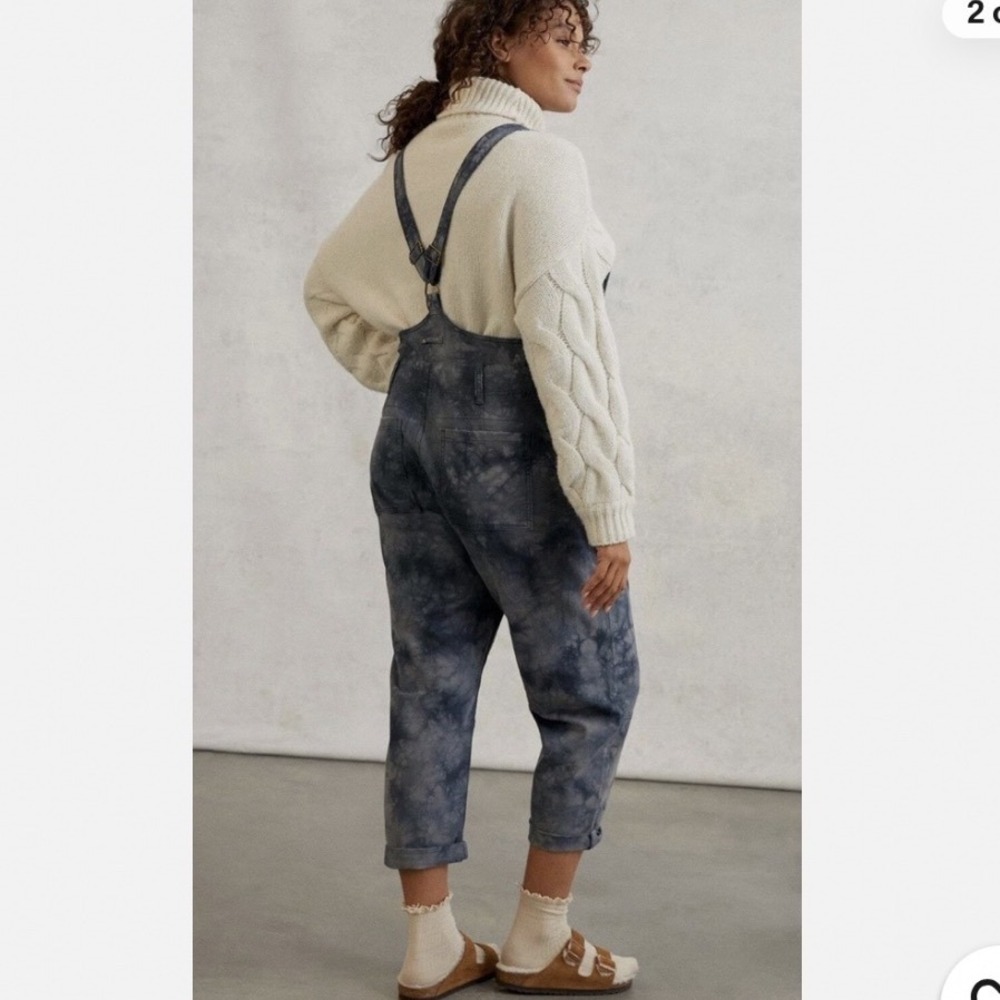 Anthropologie overalls Womens 27P Grey Tie Dye Utility twill quiet luxury Y2K - Picture 2 of 8